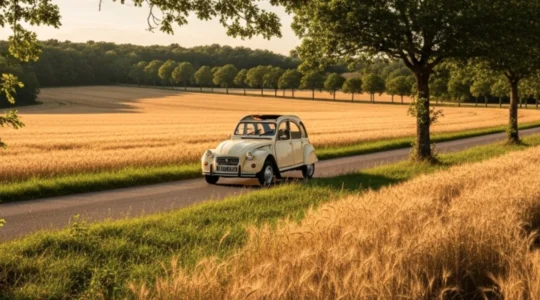 voiture sur une route de campagne